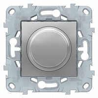 Светорегулятор поворотно-нажимной UNICA NEW, 200 Вт, алюминий | код. NU551430 | Schneider Electric